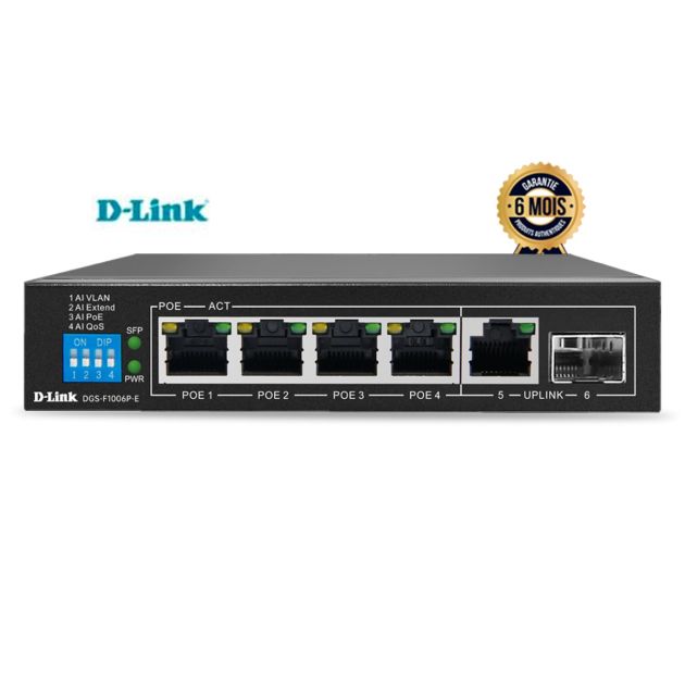 Switch PoE Gigabit - 6 ports et port optique SFP - LEGRAND 033493
