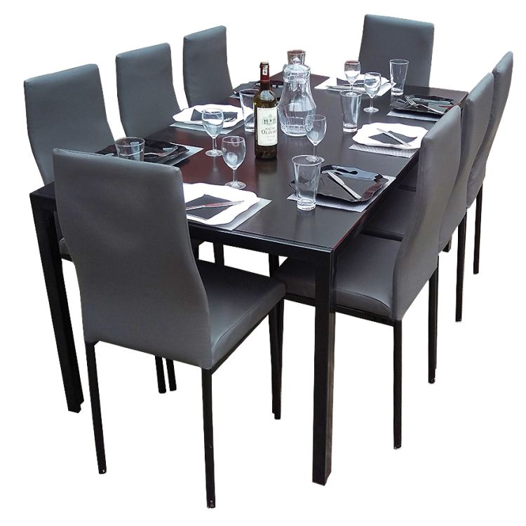 Salle à Manger 8 Places - Démontable En Verre - Très Solide - Gris  -Garantie : 3mois|Glotelho Cameroun