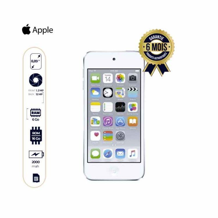 Apple iPod Touch à petit prix Lecteur MP4 - 4" - 6e génération - 16Go - Argent - 6 Mois| Glotelho Cameroun