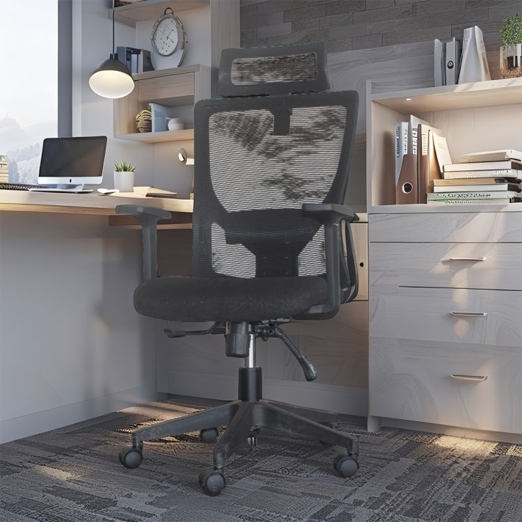 Chaise ergonomique de bureau – CS-478M – Dossier maille respirante – 5 roulettes – Coloris noir