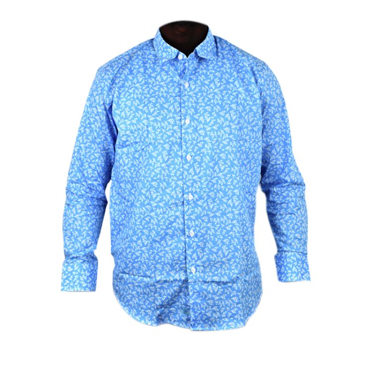 Chemise homme à imprimés fleuris Mathias Jikih - 100% Coton - Bleu ciel - (Prix en fcfa) | Glotelho Cameroun