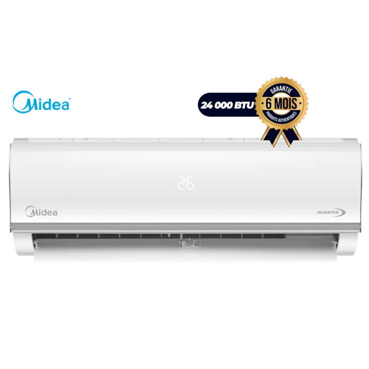 Climatiseur Split Mural Inverter - MIDEA MSAF-24CRDN1– 3 CV (24 000 BTU), R410A – Refroidissement intelligent, Économie d’énergie, Silencieux – Blanc – Garantie 6 Mois