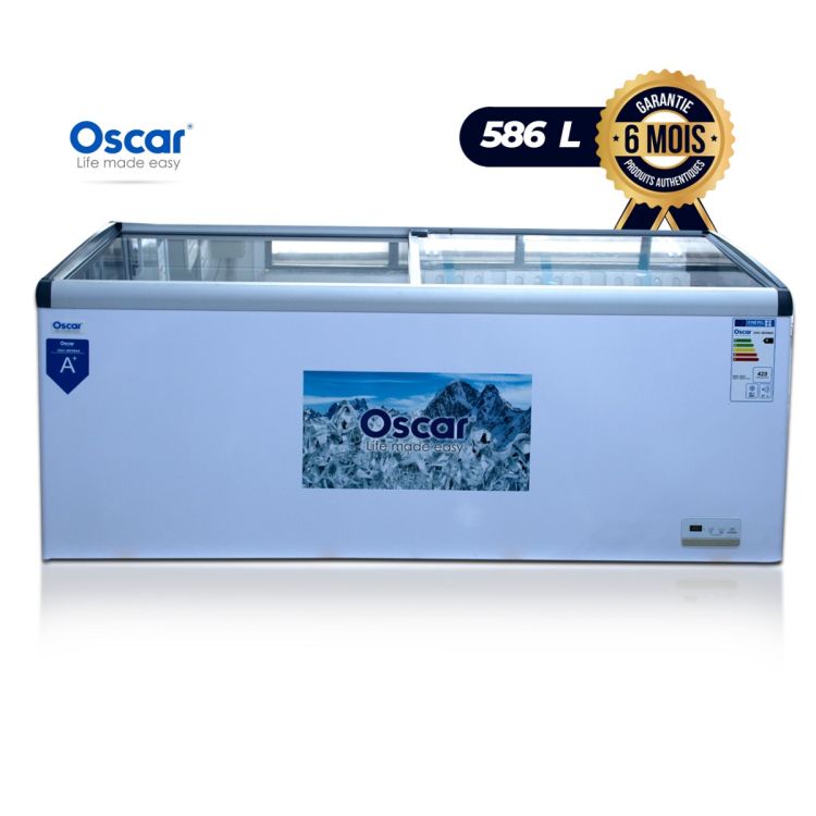 Congélateur coffre professionnel OSCAR - OSC-SD586A – 586 Litres - Vitrine Commerciale - Couvercle coulissant en verre - Classe Énergétique A - Format horizontal – Garantie 6 Mois
