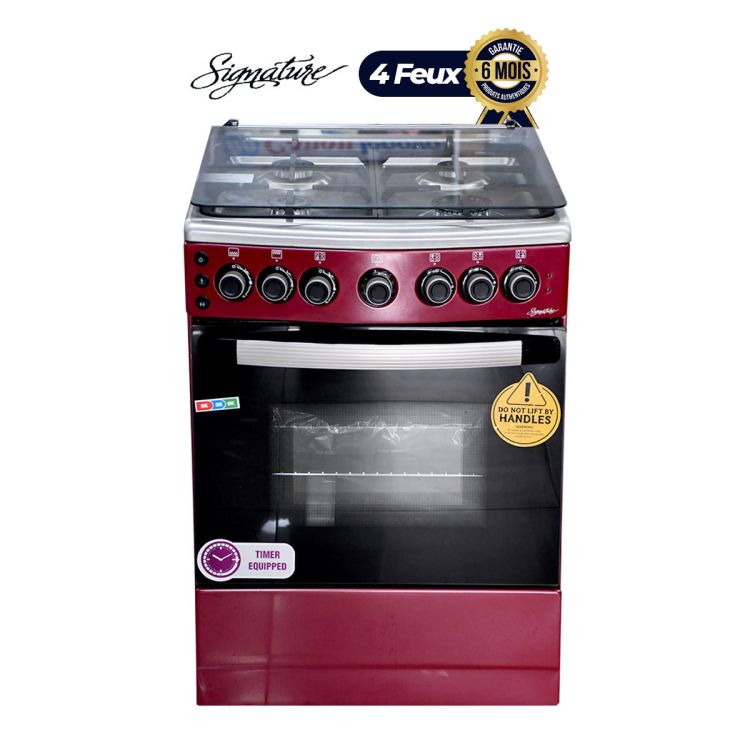Cooker SIGNATURE - 4 Fireplaces 60 * 60 - STAINLESS STEEL - Red (Price in fcfa) | Glotelho Cameroon
