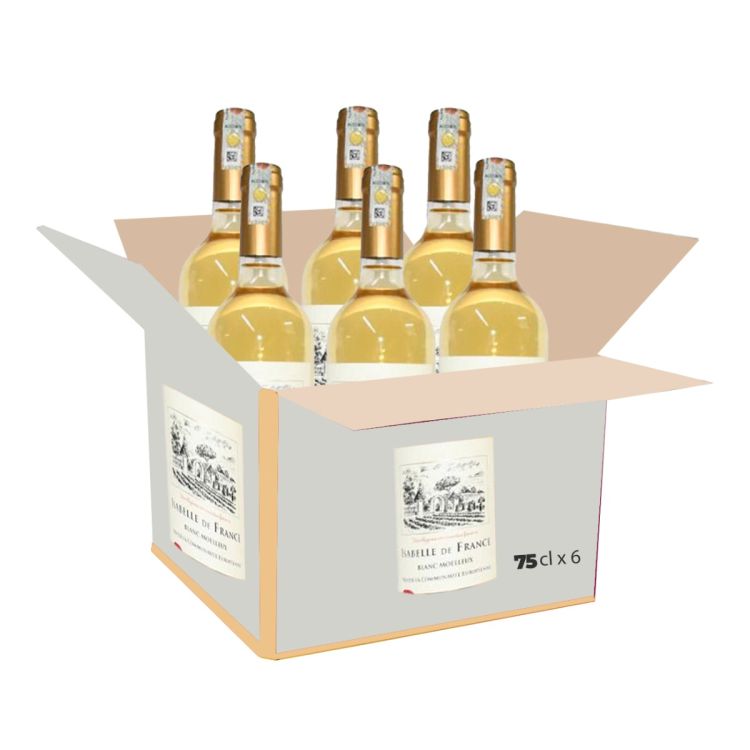 Carton de 6 bouteilles de Vin blanc moelleux Isabelle de France - 75 cl - 11% Vol.