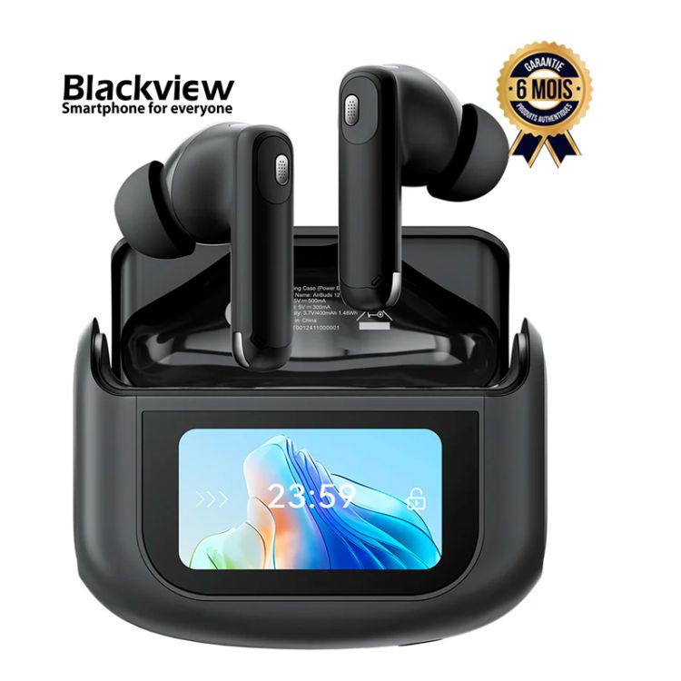 Écouteurs sans fil BLACKVIEW – Airbuds 12 – Bluetooth 5.4 – Réduction de bruit active – IPX7 – Autonomie 28h – Micro intégré – Compatibles Android/iOS – Garantie 6 mois