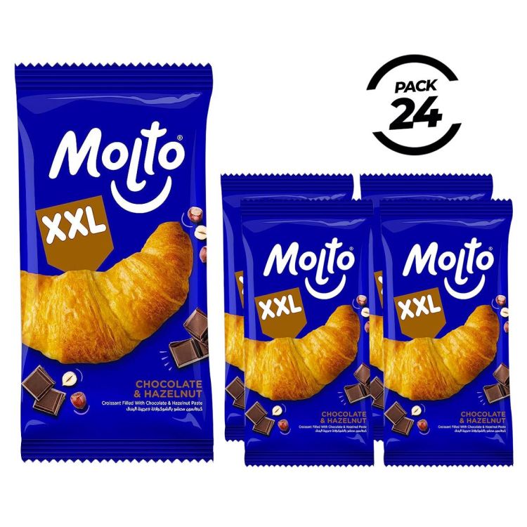 Pack de 24 de Croissant  au Chocolat et aux noisettes XXL -  Molto - 55 mg