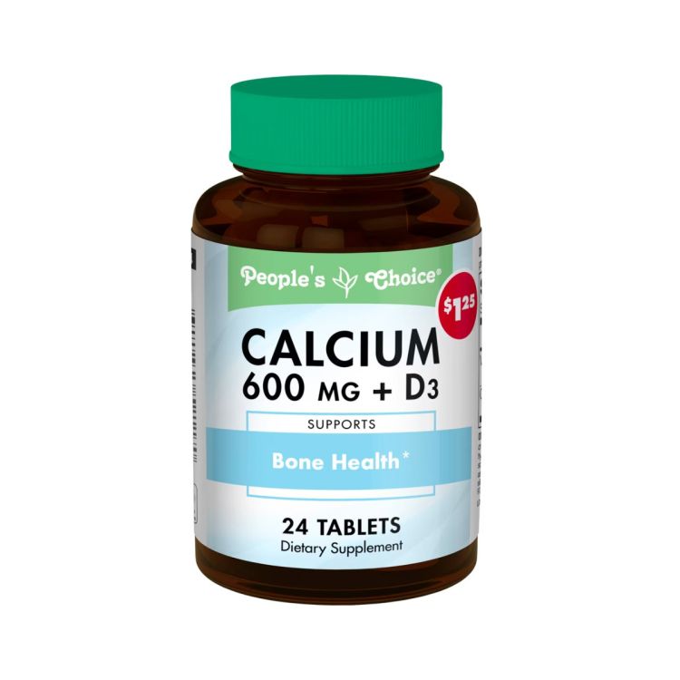 Food supplement People's Choice Calcium tablets 600 mg + vitamin D3 at Glotelho