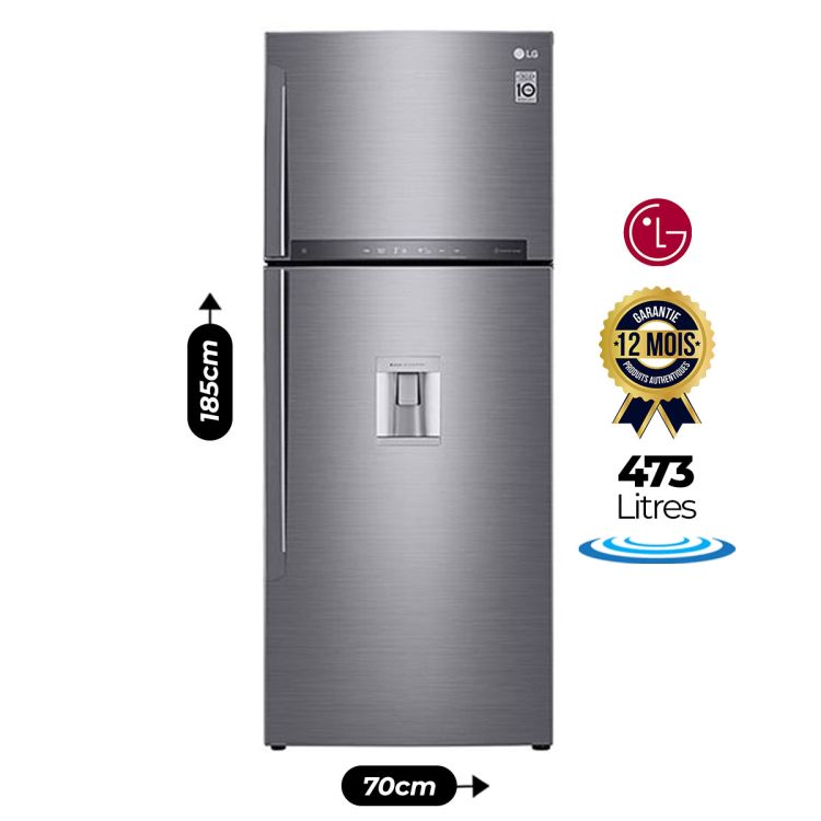 Réfrigérateur Américain - LG - 473 Litres - Distributeur d'eau - GL-F682HLHL - No frost - Gris - 06 Mois |Glotelho Cameroun