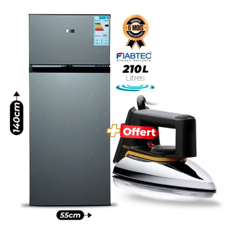 Réfrigérateur FIABTEC 210 litres + Fer à repasserPHILIPS - OFFERT