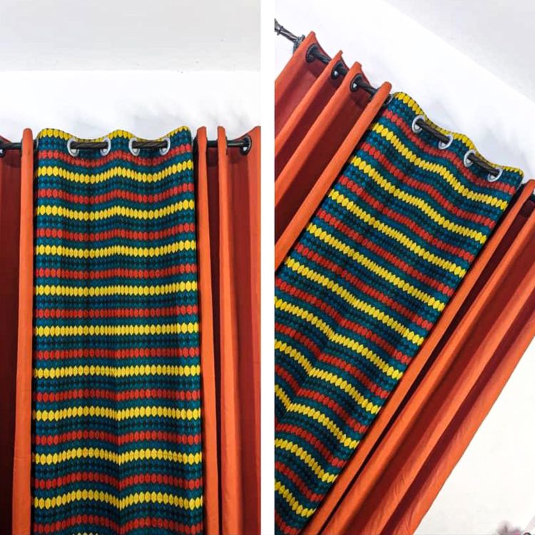 Lot De 2 Rideaux Africain Occultant (Lourd) & Voilage Transparent - Rose Multicolore | Glotelho Cameroun