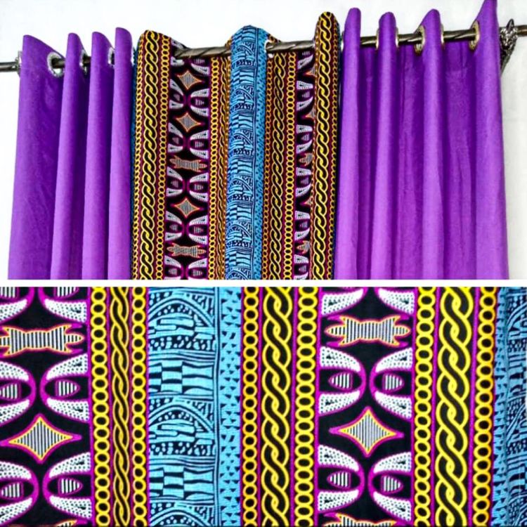 Thick African blackout curtains Violet - Multicoloured sheer curtains