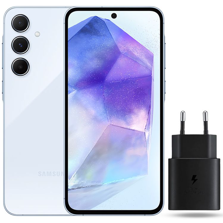 Samsung Galaxy A55 5G - 128 Go  + Boitier chargeur Samsung 25W original Offert