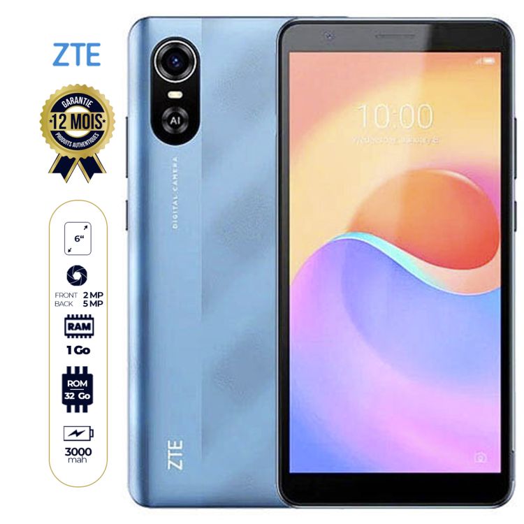 ZTE BLADE A31 PLUS - 6 - 32GB/2GB - 5MP/2MP - DUAL nano sim - 3000mAh - 12 months | Glotelho Cameroon