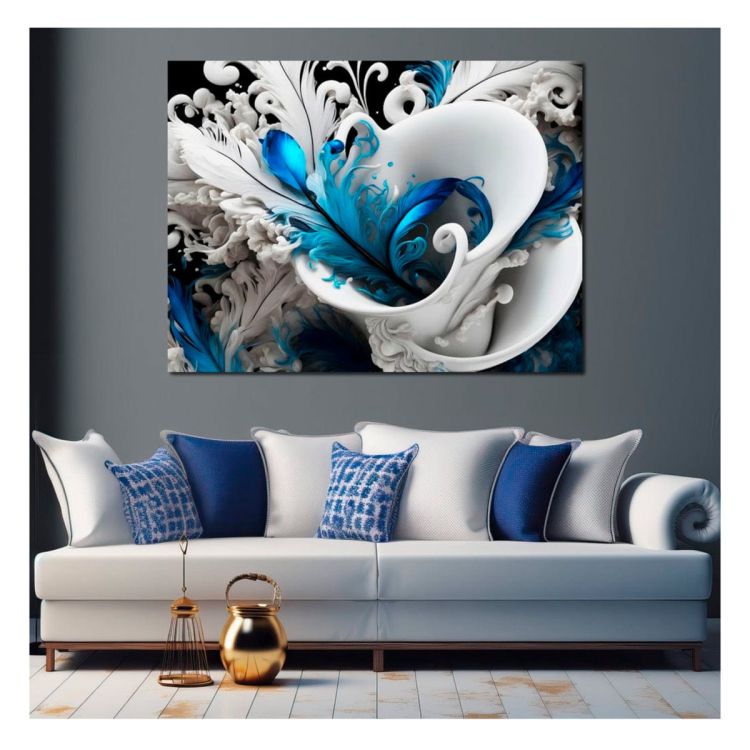 Tableau décoratif blanc bleu - Fleur unique d'espoir meilleur prix Cameroun