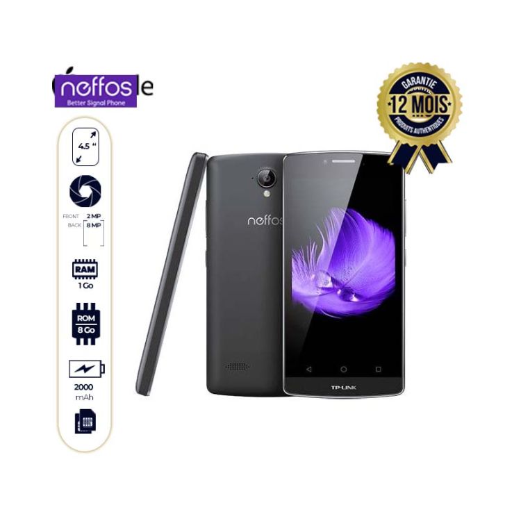 TP-Link Neffos C5L 4G LTE (2 Sim, 8Go, 1GB Ram, 4G)-12 Mois-Noir|Glotelho Cameroun