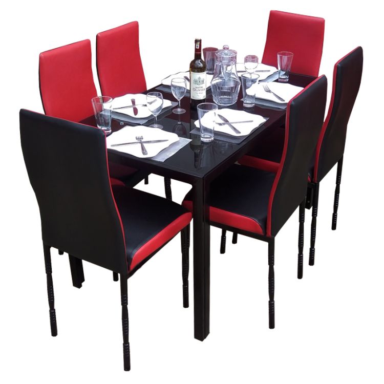 Salle a manger Noir et Rouge en cuir disponible a glotelho cameroun
