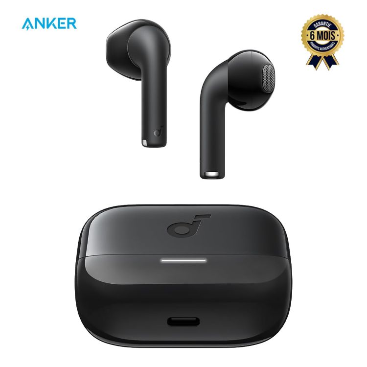Écouteurs sans fil Format Confort (Semi-Intra) - Anker Soundcore K20i - Environ 36h d'autonomie - Bluetooth 5.3 - Son clair, 2 micros, égaliseur personnalisé - Etanchéité IPX5 - Garantie 6 mois