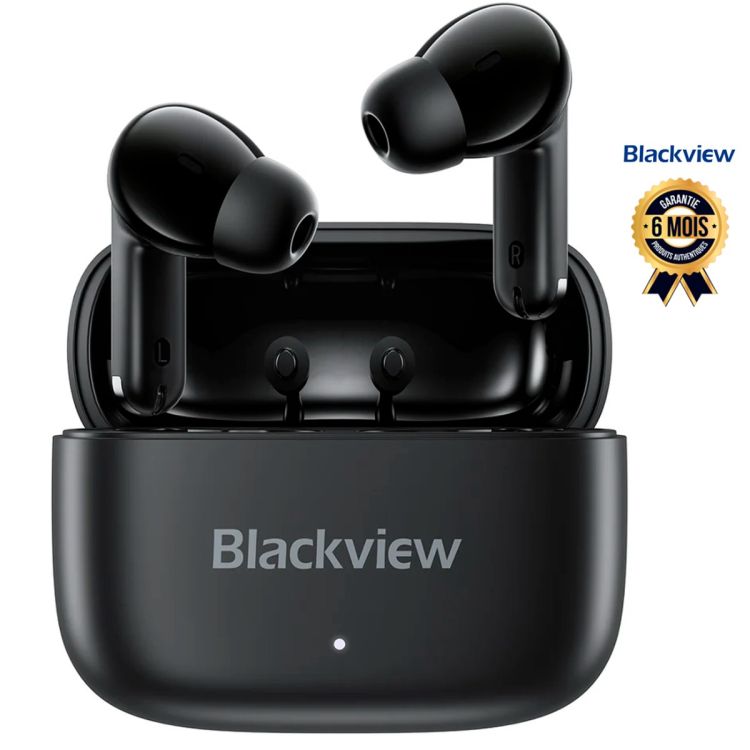 Écouteurs sans fil TWS Blackview AirBuds 16 - Bluetooth 6.0 - Drivers dynamiques 13 mm - Autonomie 30H - Charge Rapide USB-C - Étui Compartiment Embouts Intégré - Étanche IPX4 - Contrôle Tactile - Android & iOS - Garantie 6 Mois