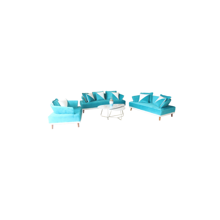  Salon MICA - 6 Places - Sofa VIP Modèle Curve - Réduit 1+2+3 - Vert/beige   | Glotelho Cameroun