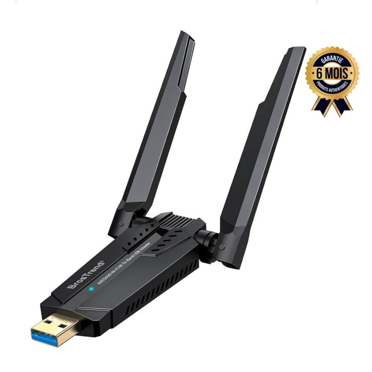 Adaptateur USB WiFi 6E - BrosTrend AXE5400 - Pour Desktop/PC /Laptop - 6 Mois