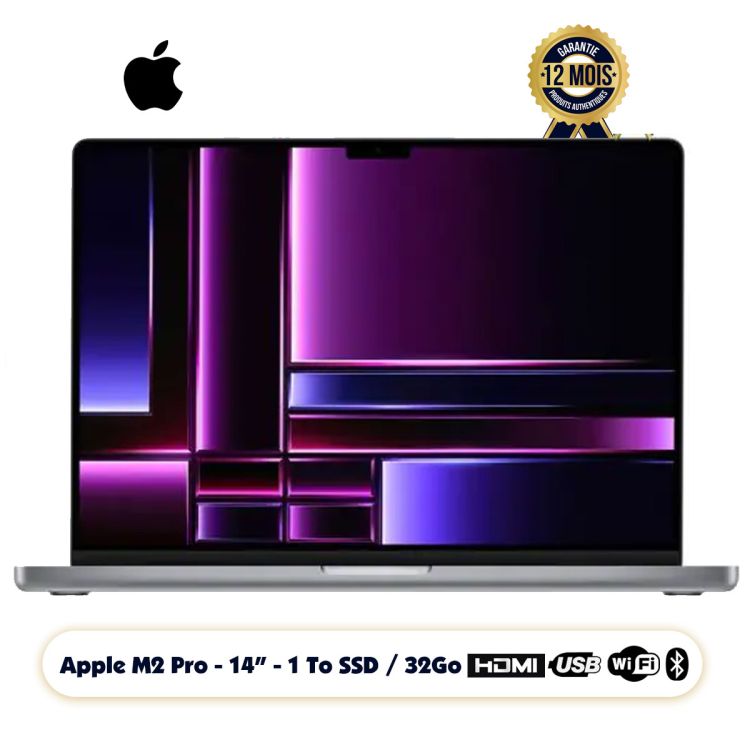 Apple MacBook Pro (2023) - 1 To SSD - 32 Go de RAM - écran Liquid Retina XDR 14 pouces - puce Apple M2 Max - CPU 12 cœurs - GPU 38 cœurs - Garantie 12 Mois ( Livré sous 2 semaines ) |Glotelho Cameroun