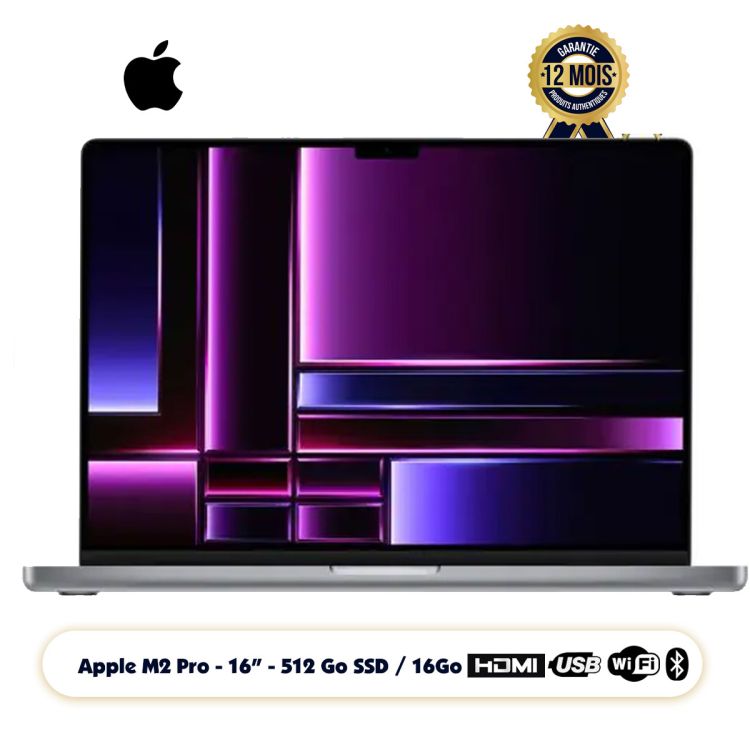 Apple MacBook Pro (2023)  - 512 Go SSD - 16 Go  RAM - écran Liquid Retina XDR 16 pouces - puce Apple M2 Pro - CPU 12 cœurs - GPU 19 cœurs - Garantie 12 Mois ( Livré sous 2 semaines ) |Glotelho Cameroun