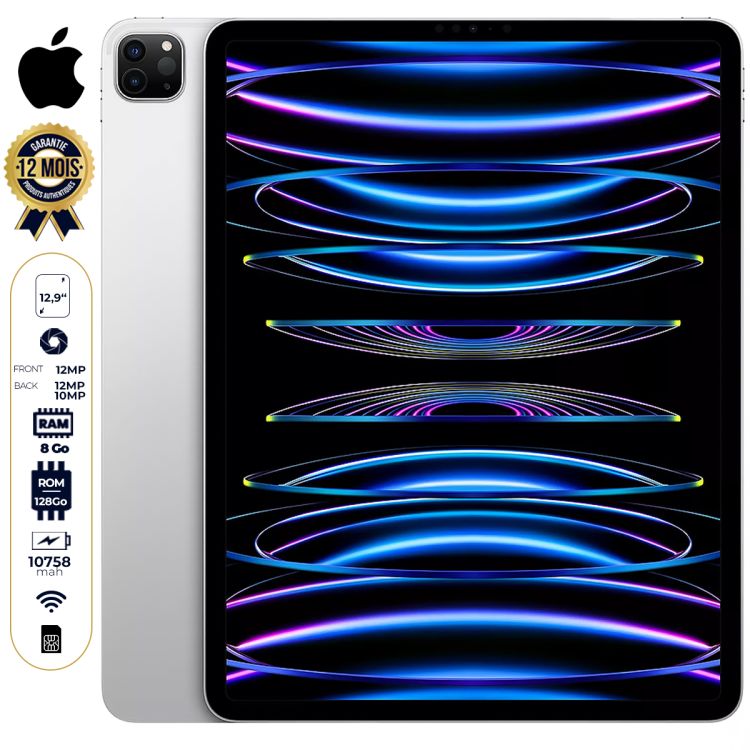 Apple iPad Pro 12.9'' (2022) 128 Go - wifi + Cellulaire 