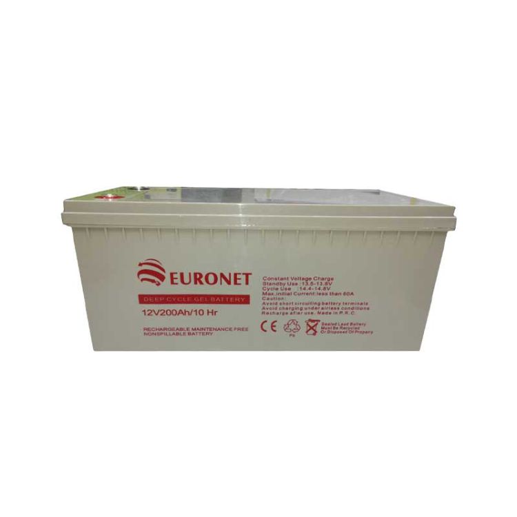 Batterie Gel solaire - 12V - 200AH - Euronet - GP200-12 - Rechargeable - 6 mois
