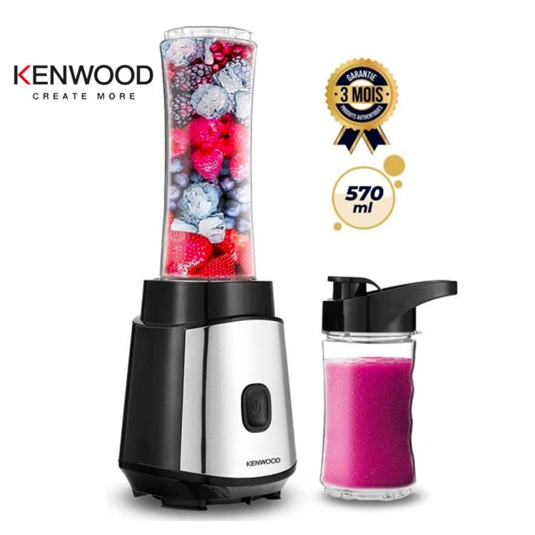 Blender Kenwood prix en fcfa - BLM05.A0BK - Machine à smoothies - 350 W - 570 ml et 400 ml - Argent/Noir| Glotelho Cameroun