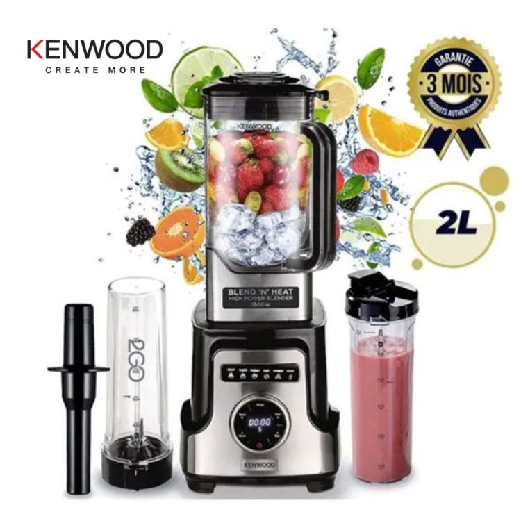lender Multifontcion - Avec System de Blend a Chaud - KENWOOD - BLM92.920SS - 2L + 2 Bouteilles a Smoothie| Glotelho Cameroun