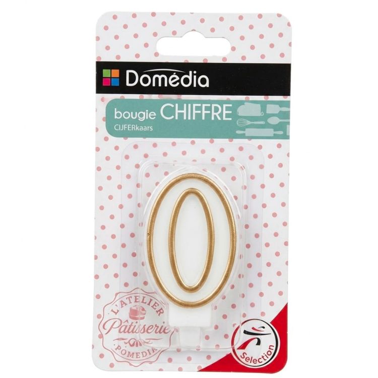 Bougie de décoration - Chiffre 0 Or - Domedia