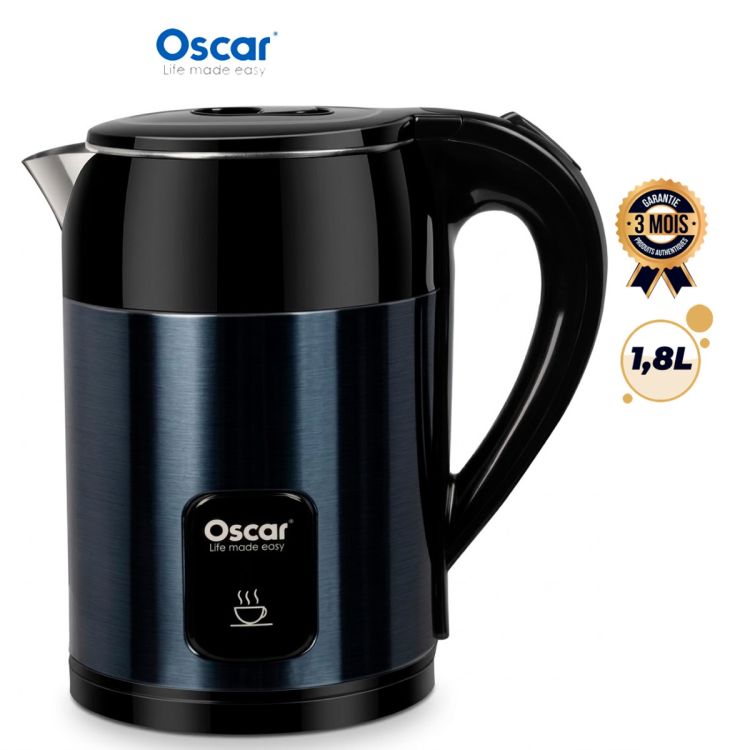 Bouilloire Électrique - OSCAR (OSC-5010A) - 1500W - Capacité 1,8L - Chauffage Rapide - Arrêt Automatique - Poignée Ergonomique - Design Premium - Noir & bleu nuit - 3 mois de garantie