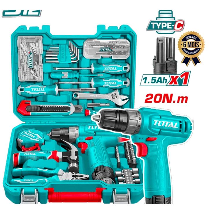 Caisse à outils - 129 pièces - TOTAL