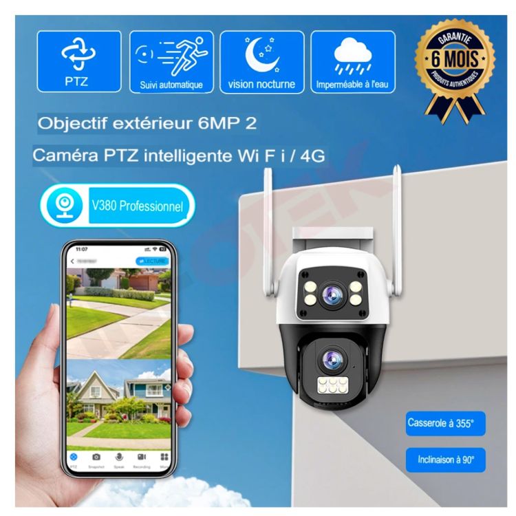 Caméra de surveillance CALUS E31 Max 4G – Double objectif – Carte SIM 4G – Full HD – Détection de mouvement avec alertes – Audio bidirectionnel + Alarme sonore – compatible ONVIF/NVR – Garantie 6 mois