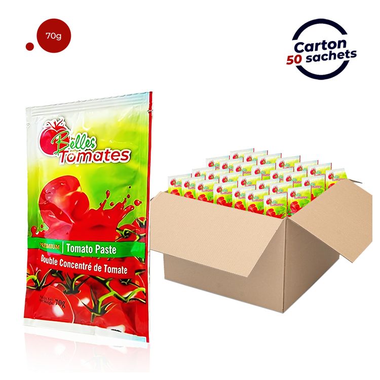 Carton de 50 sachets de Double Concentré de Tomates Belles 