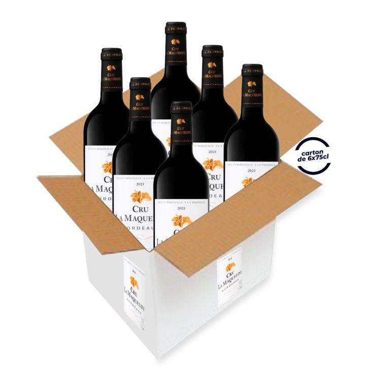 Carton de 6 bouteilles de Vin Cru LA MAQUELINE 2021 Bordeaux - 13.0% Vol - Vin Rouge de Bordeaux - 75 cl