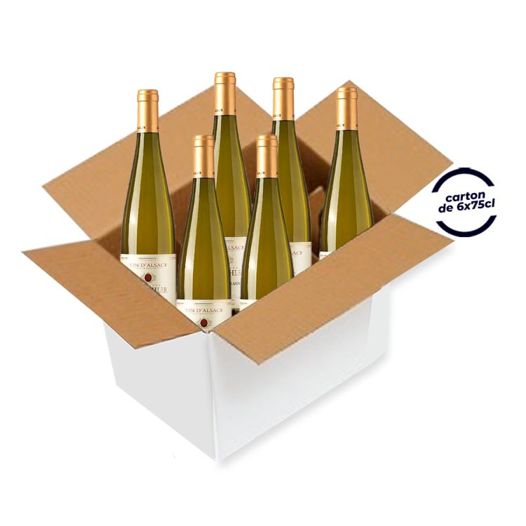 Carton de 6 bouteilles de Vin D'ALSACE Blanc - PHILIPPE DRESCHLER - GEWURZTRAMINER - 2015 - 75 CL
