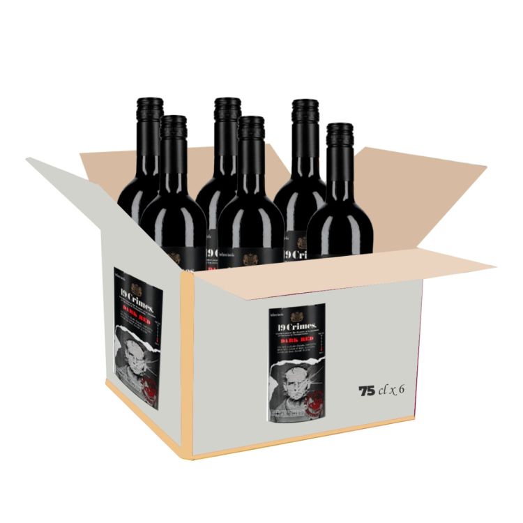 Carton de 6 bouteilles de Vin rouge Vin rouge 19 Crimes Dark Red - 75 cl, disponible sur Glotelho.