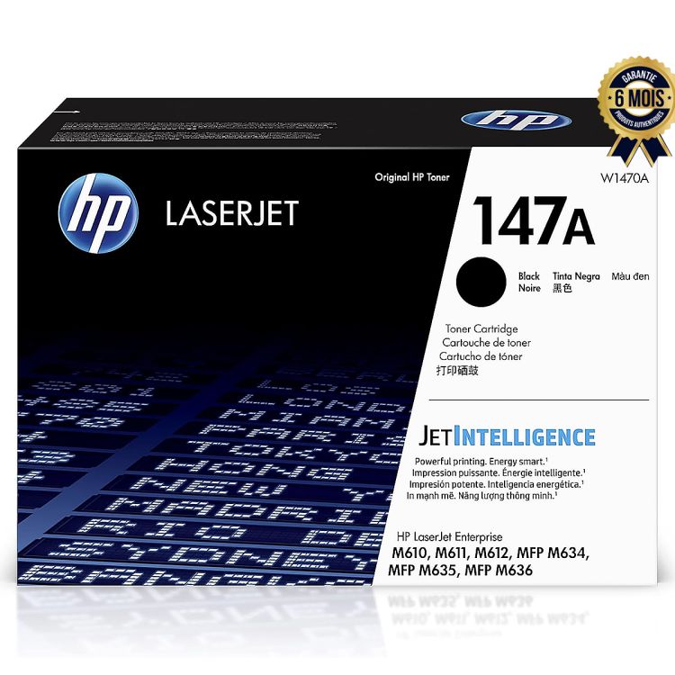Cartouche de Toner Noir orginal - HP 147A  (W1470A) - 6 Mois