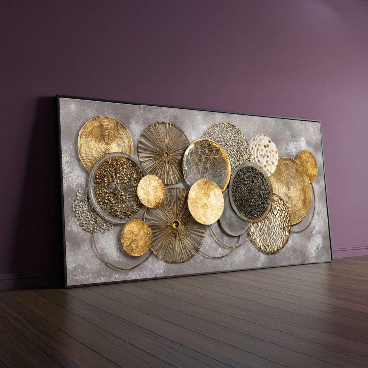 Tableau Décoratif - Cercles Abstraits - Toile Imprimée Effet 3D - Multicolore