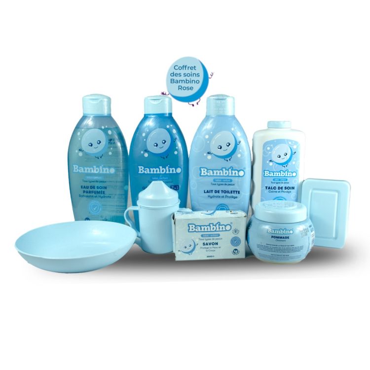 Coffret des soins pour bébés Bambino - Bleu - Grand volume + Accessoires disponible sur Glotelho