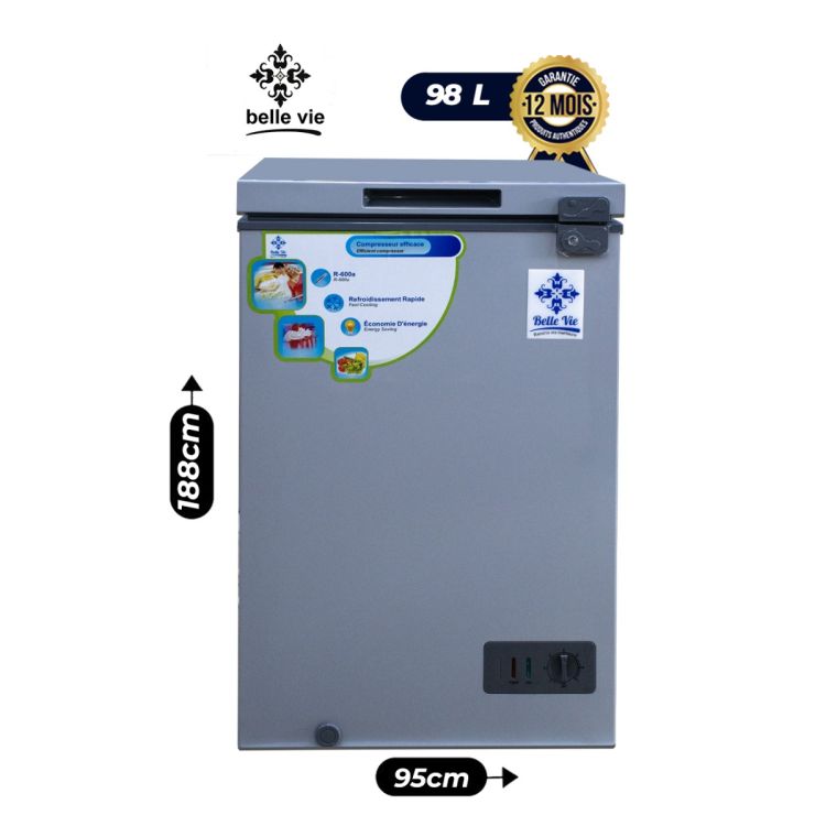 Congélateur Coffre - Belle Vie BVC-129 - 98 Litres - Classe Tropicale - Silver - Garantie 12 Mois