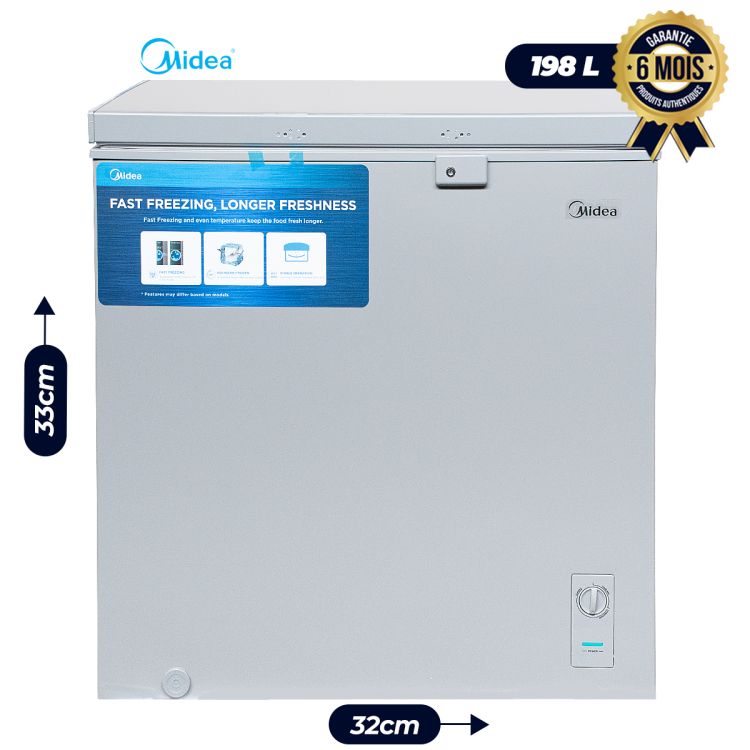 Congélateur coffre - MIDEA 198 Litres en vente au prix Cameroun sur Glotelho