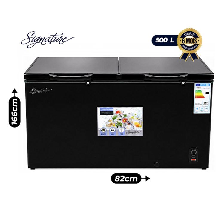 Congélateur coffre - SIGNATURE - SGA-CF500 - Grande Capacité 500L - Double Porte - Classe Énergétique A+ - Température ≤ -18°C - Serrure - Garantie 6 Mois