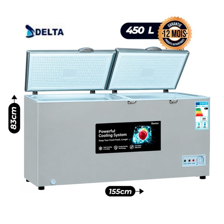 Horizontal Chest Freezer - DCF-549XX - 450 Liters - Double Lid, 12-month warranty from Glotellho Cameroon. 