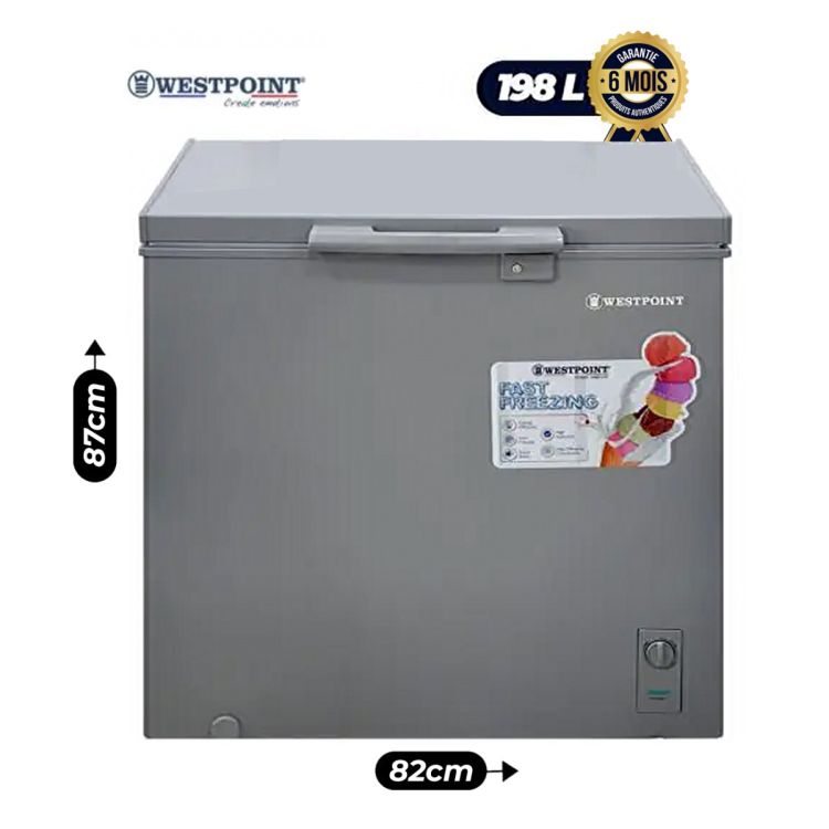 Congelateur Coffre - WESTPOINT - WBN-2218 - 198 litres - Gris - 6 Mois| Glotelho Cameroun