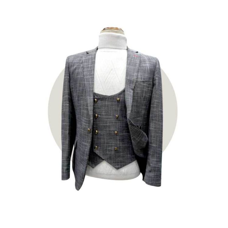 Costumes carrelés coton piqué 03 pièces - gris ardoise - (prix en fcfa) | Glotelho Cameroun