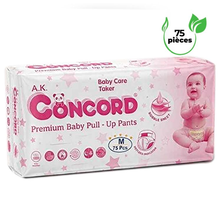 Couches Culottes Concord Super Absorption – Anti-Rash – Taille M (Double Extra Large) – 75 pièces
