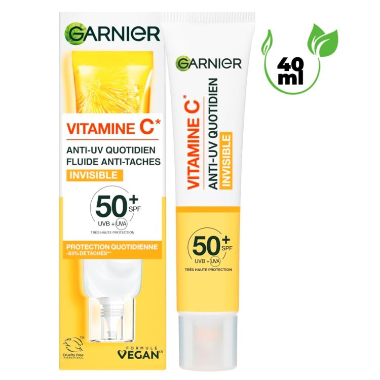 Crème Solaire Fluide Anti-Taches – Garnier SkinActive Anti-UV Quotidien SPF 50+ - à la Vitamine C